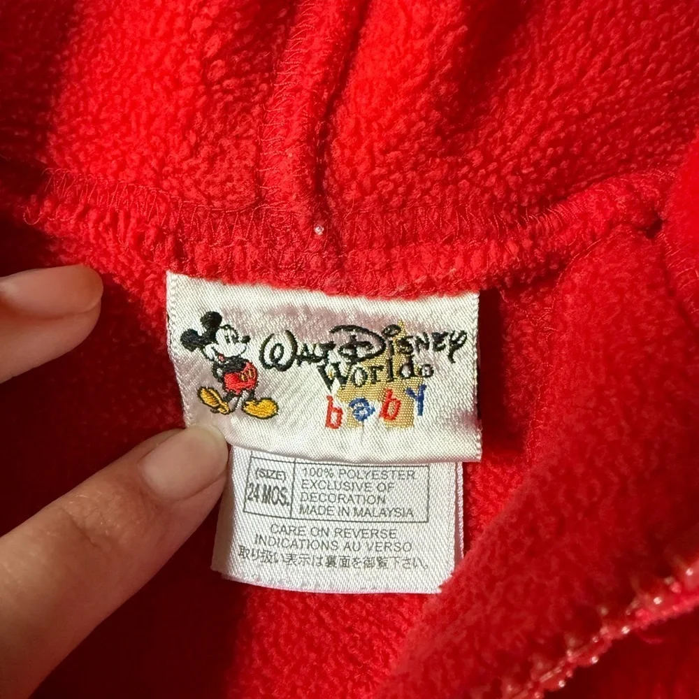 Vintage Y2K Disney Baby Mickey Goofy Cars Fleece Hoodie Full Zip Red 24 Months